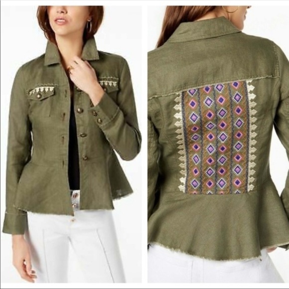 INC International Concepts Jackets & Blazers - INC 100% linen hunter green jacket blazer medium